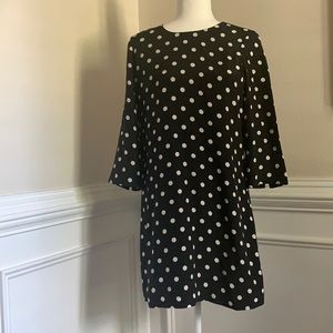 Black and cream polka dot silk dress by C. Wonder